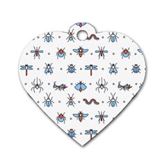 Insects Icons Square Seamless Pattern Dog Tag Heart (two Sides) by Bedest