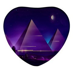 Egyptian Pyramids Night Landscape Cartoon Heart Glass Fridge Magnet (4 Pack) by Bedest