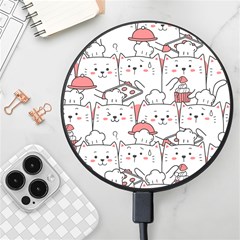 Cute Cat Chef Cooking Seamless Pattern Cartoon Wireless Fast Charger(black) by Bedest