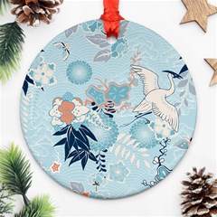 Crane Pattern Bird Animal Nature Ornament (round) by Bedest