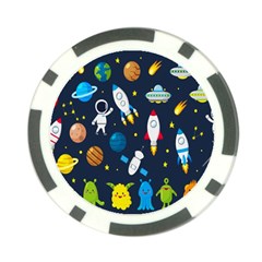 Big Set Cute Astronauts Space Planets Stars Aliens Rockets Ufo Constellations Satellite Moon Rover V Poker Chip Card Guard (10 Pack) by Bedest