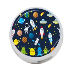 Big Set Cute Astronauts Space Planets Stars Aliens Rockets Ufo Constellations Satellite Moon Rover V 4-port Usb Hub (two Sides) by Bedest