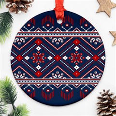 Ukrainian Folk Seamless Pattern Ornament Art Ornament (round) by Bedest