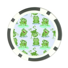 Cute Green Frogs Seamless Pattern Poker Chip Card Guard by Bedest