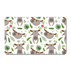 Seamless Pattern With Cute Sloths Magnet (rectangular) by Bedest