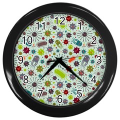 Seamless Pattern With Viruses Wall Clock (black) by Bedest