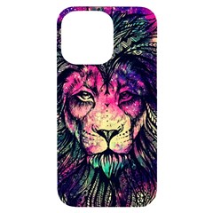 Psychedelic Lion Iphone 14 Pro Max Black Uv Print Case by Cendanart