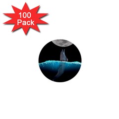 Dolphin Moon Water 1  Mini Buttons (100 Pack)  by Ndabl3x