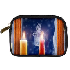 Christmas Lighting Candles Digital Camera Leather Case by Cendanart