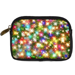 Star Colorful Christmas Abstract Digital Camera Leather Case by Cendanart