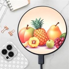 Fruit Pattern Apple Abstract Food Wireless Fast Charger(black) by Proyonanggan