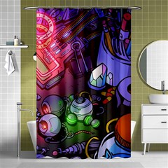 Graffiti Corazones Kingdom Saga Super Shower Curtain 48  X 72  (small)  by Cemarart