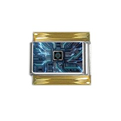 Circuit Board Motherboard Gold Trim Italian Charm (9mm) by Cemarart