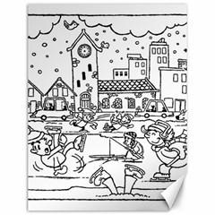 Colouring Page Winter City Skating Canvas 12  X 16  by Hannah976