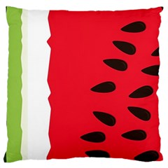 Watermelon Black Green Melon Red Large Premium Plush Fleece Cushion Case (two Sides) by Cemarart