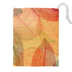 Leaves Patterns Colorful Leaf Pattern Drawstring Pouch (4xl) by Cemarart