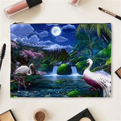 Flamingo Paradise Scenic Bird Fantasy Moon Paradise Waterfall Magical Nature Cosmetic Bag (xl) by Ndabl3x