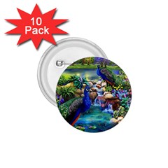 Peacocks In Garden 1 75  Buttons (10 Pack) by Ndabl3x