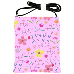 Pink Flowers Pattern Shoulder Sling Bag by Grandong