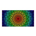 Rainbow Mandala Abstract Pastel Pattern Satin Wrap 35  x 70  Front