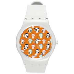 Cute Penguin Funny Pattern Round Plastic Sport Watch (m) by Grandong