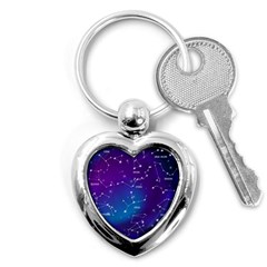 Realistic Night Sky Poster With Constellations Key Chain (heart) by Grandong