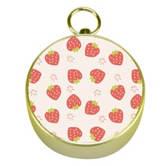 Strawberries Pattern Design Gold Compasses by Grandong