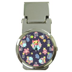 Owl Stars Pattern Background Money Clip Watches by Grandong