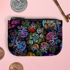 Floral Fractal 3d Art Pattern Mini Coin Purse by Cemarart