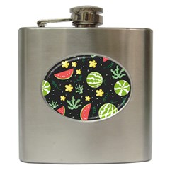 Watermelon Doodle Pattern Hip Flask (6 Oz) by Cemarart