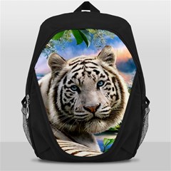 White Tiger Peacock Animal Fantasy Water Summer Backpack Bag by Cemarart