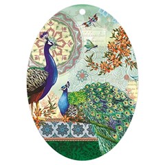 Royal Peacock Feather Art Fantasy Uv Print Acrylic Ornament Oval by Cemarart