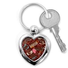 Sweet Food Seamless Pattern Key Chain (heart) by Cemarart