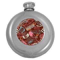 Sweet Food Seamless Pattern Round Hip Flask (5 Oz) by Cemarart