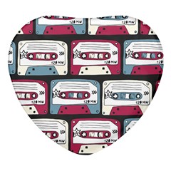 Music Symbols Rock Music Seamless Pattern Heart Glass Fridge Magnet (4 Pack) by Ndabl3x