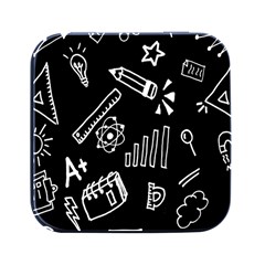 Knowledge Drawing Education Science Square Metal Box (black) by Proyonanggan