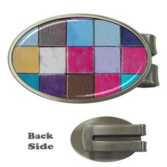 Tile, Colorful, Squares, Texture Money Clips (oval)  by nateshop