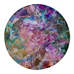 Abstract Waves Round Glass Fridge Magnet (4 Pack) by kaleidomarblingart