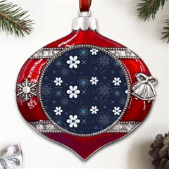 Flowers Pattern , Pattern, Flowers, Texture Metal Snowflake And Bell Red Ornament by nateshop