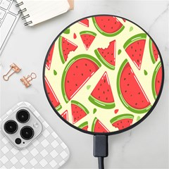 Cute Watermelon Seamless Pattern Wireless Fast Charger(black) by Grandong