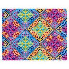 Colorful Floral Ornament, Floral Patterns Two Sides Premium Plush Fleece Blanket (medium) by nateshop