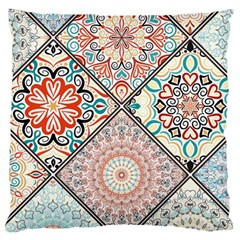 Flowers Pattern, Abstract, Art, Colorful Large Premium Plush Fleece Cushion Case (one Side) by nateshop