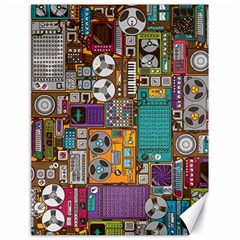 Pattern Design Art Techno  Dj Music Retro Music Device Canvas 18  X 24  by Cemarart