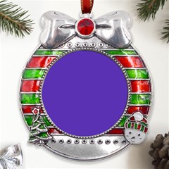 Ultra Violet Purple Metal X mas Ribbon With Red Crystal Round Ornament by bruzer