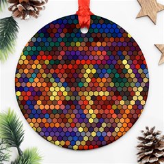 Hexagon Honeycomb Pattern Design Ornament (round) by Ndabl3x