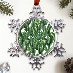 Green Banana Leaves Metal Large Snowflake Ornament by goljakoff