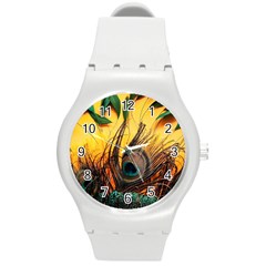 Art Paint Landscape Mountain Round Plastic Sport Watch (m) by Cemarart