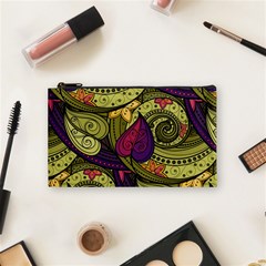 Green Paisley Background, Artwork, Paisley Patterns Cosmetic Bag (small) by nateshop