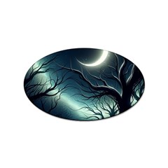 Moon Moonlit Forest Fantasy Midnight Sticker (oval) by Cemarart