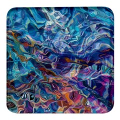 Kaleidoscopic Currents Square Glass Fridge Magnet (4 Pack) by kaleidomarblingart